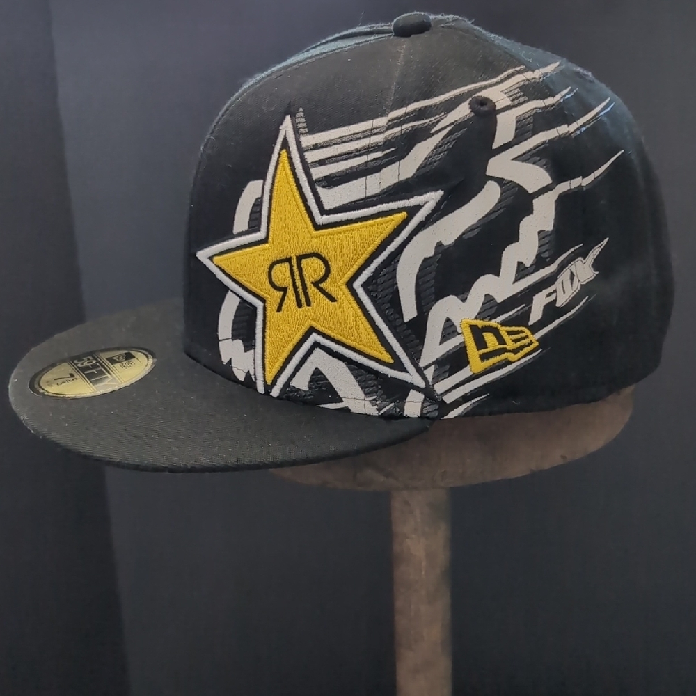 New Era,59Fifty,Rockstar Energy Drink,Fox Racing Men's Black Hat.